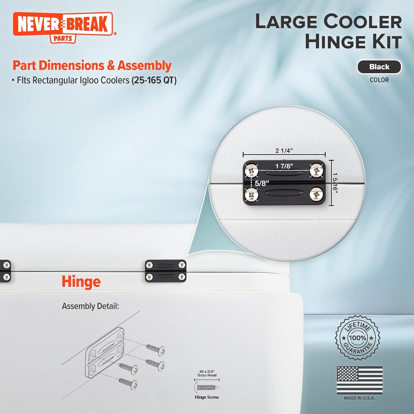 NeverBreak Parts - 3 Pack Igloo Cooler Replacement Hinges, High Strength Igloo Cooler Replacement Parts, Flexible Igloo Cooler Parts