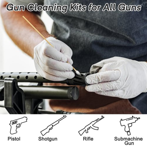 Guyuyii Gun Cleaning Supplies – 2" Lint-Free Cleaning Patches and 6" Pointed Cotton Swabs for Rifles, Pistols, Shotguns | for Gun Owners, Range Cleaning, Hunting Trips | Fits All Calibers