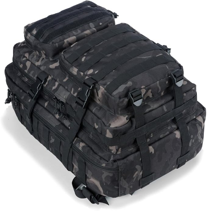 REEBOW GEAR Military Tactical Backpack Large Army 3 Day Assault Pack Molle Bag Backpacks (Black Camo)