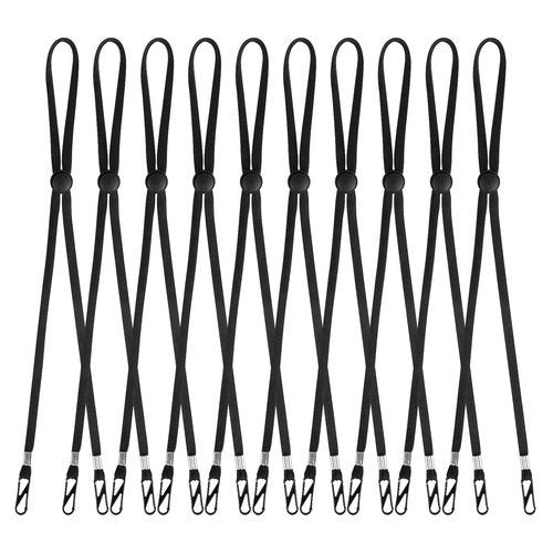 10 Pcs Removable Chin Cord Windproof Hat Strap Clips Anti-Lost Cap Strap Clips for Golfing Boating Fishing Hat Outdoor (Black)