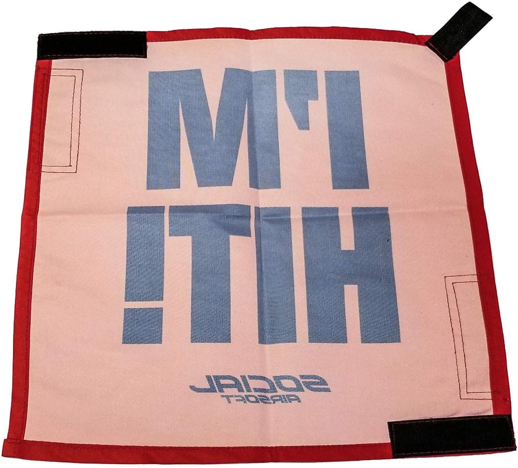 Social Airsoft Dead Rag, I'm Hit Red Kill Rag w/Hook & Loop Fastener and Reflective Strips