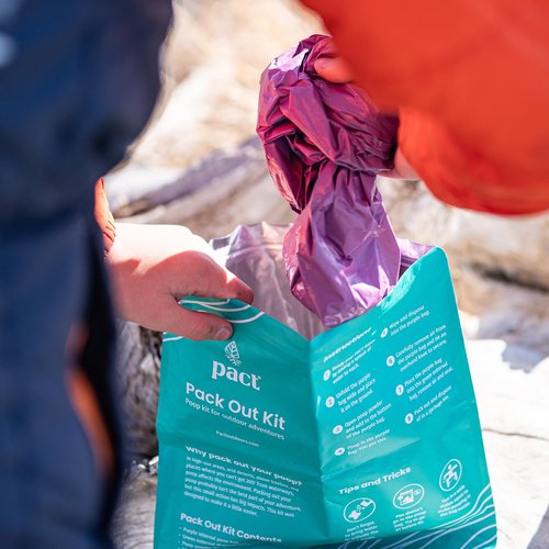 PACT Pack Out Kit - Camping Poop Kit Includes Wet Wipes, Smell Proof Disposal Bags, Hand Wipes, Poop Powder for Odor and Human Waste Bags for Camping and Backpacking - 6 Pack