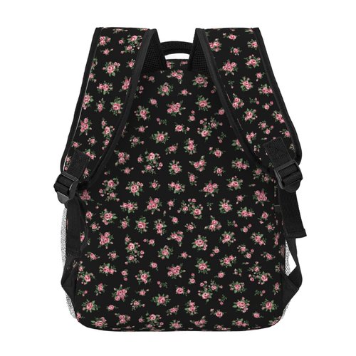 Moremohome Cute Floral Aesthetic Coquette Backpack for Women - Black, 11.4 x 7.8 x 15.7 Inches