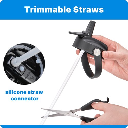 Bluwing Replacement Lid for Owala Freesip, Replacement Cap Lid with Straw Compatible with Owala Freesip 16oz 24oz 32oz 40oz, BPA-Free (Black)