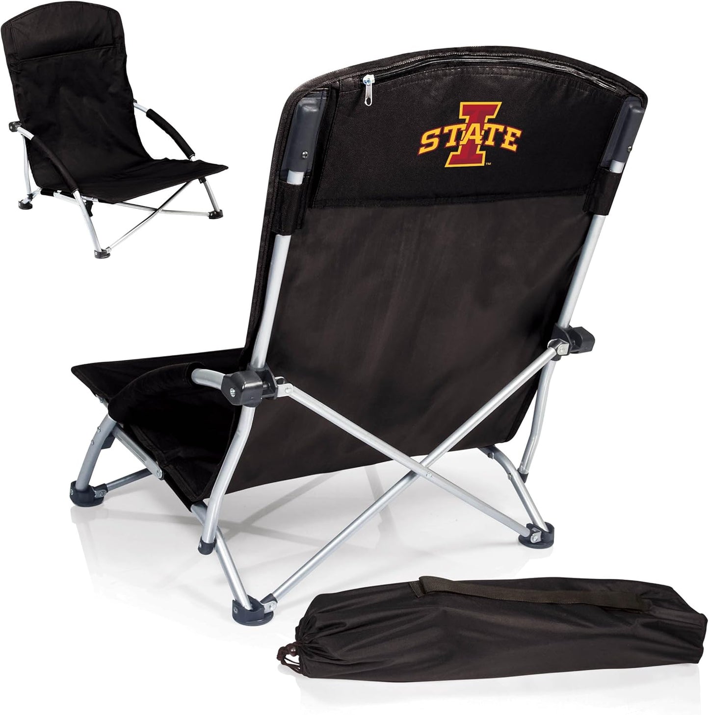 PICNIC TIME NCAA Tranquility Beach Chair with Carry Bag - Low Beach Chair for Adults - Low Lawn Chair