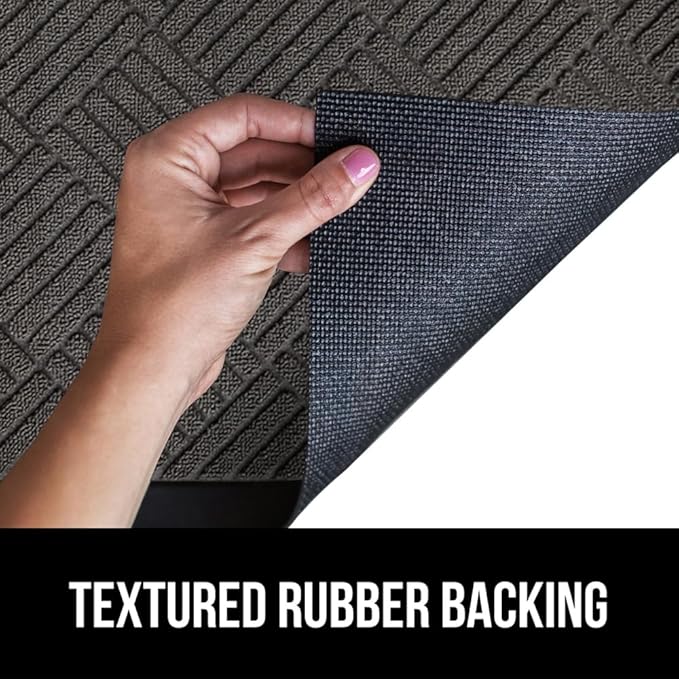 GORILLA GRIP 100% Waterproof All-Season WeatherMax Doormat, 23x35, Durable Natural Rubber, Stain and Fade Resistant, Low Profile, Indoor Outdoor Door Mats, Easy Clean Patio Entrance Mat, Gray Diamond