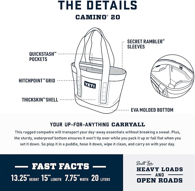 YETI Camino 20 Carryall with Internal Dividers, All-Purpose Utility Bag