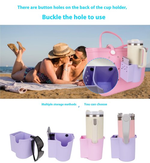 Cup and Phone Holder Compatible with Bogg Bag and Simply Southern Modern Bag 40 oz Insert Cup Holder for Stanley, Compatible bogg Bag Beach Soft Silicone Handbag Accessories and Accessories (Black)