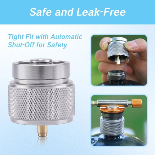 NIIIYTYB 2 Pieces Butane to Propane Adapter 1 Lb Propane Small Tank Input EN417 Valve Output Camping Stove LPG Adaptor Isobutane Outdoor Cylinder Canister Converter