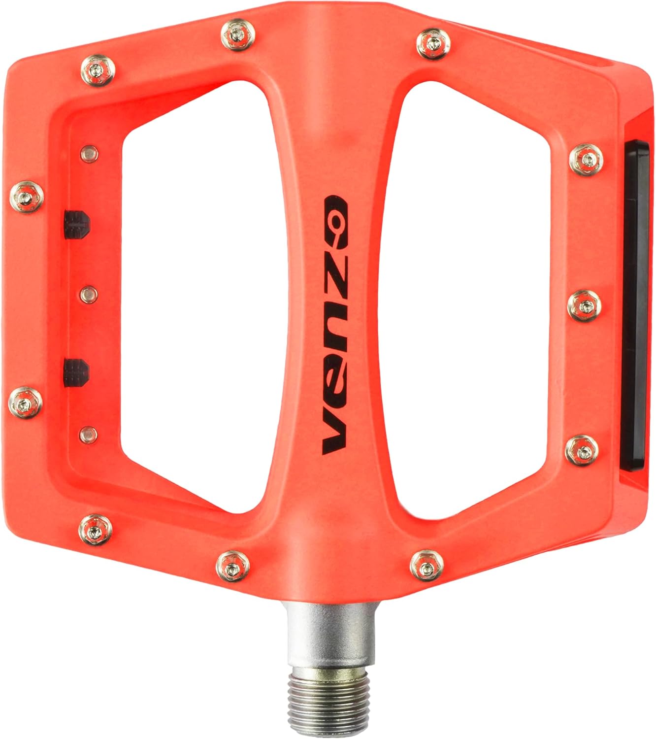 Venzo BMX MTB Bike Pedals with Removable Reflectors - Large Flat Platform Anti-Skid Cycling Pedals - White Color with Die-Cast Aluminium Body 9/16" Cr-Mo Axle - Great for Mountain Bikes BMXs