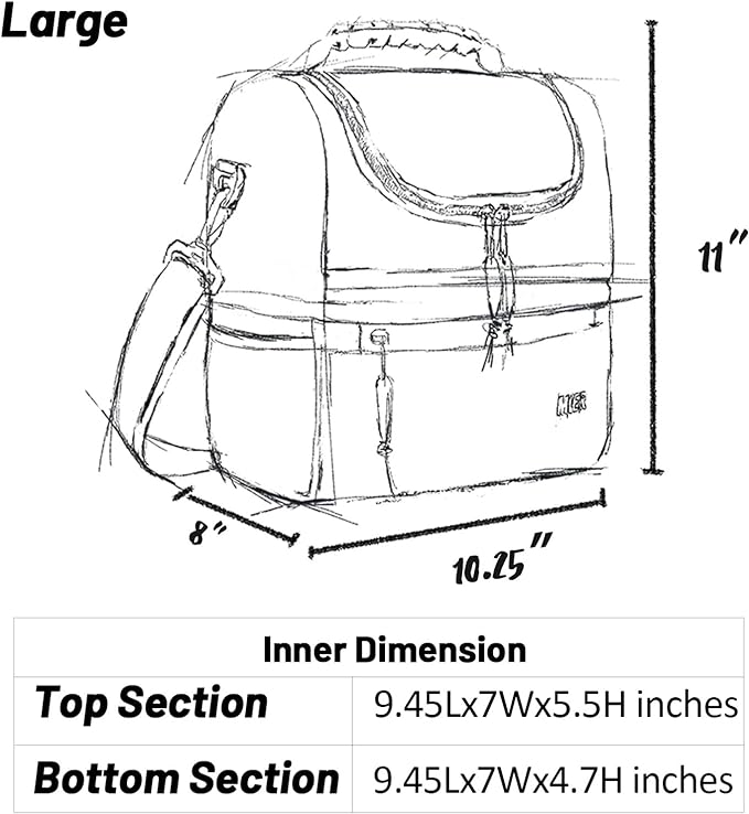 MIER Adult Lunch Box Insulated Lunch Bag Large Cooler Tote Bag for Men Women to Work Travel Daytrip, Double Deck Cooler (Navy, Large)