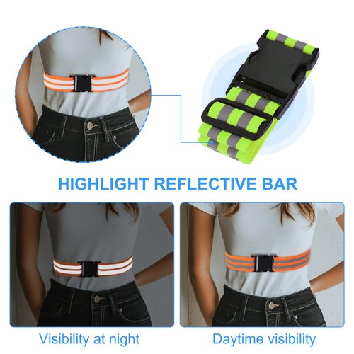 PATIKIL Adjustable Reflective Running Belt 1.9 Inch, 2 Pcs Glow Pt Belt Sash for Cycling Walking Motorcycle Gear, Green
