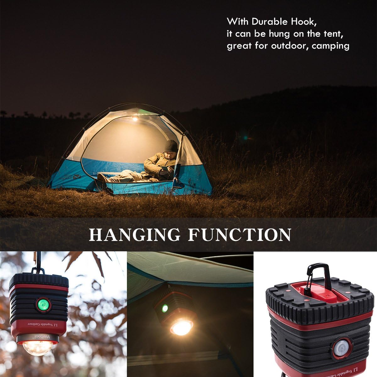 Weltool L1 3000K Warm White Portable LED Camping Lantern Dimmable with Red Light S.O.S Waterproof Shockproof for Hiking, Emergencies, Hurricanes, Outages, Hardware 3 D Alkaline Battery Operated