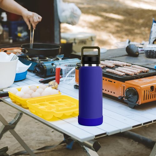 Linkidea Water Bottle Boot Compatible with YETI Rambler Bottle 36oz, Silicone Anti-Slip Water Bottle Bottom Sleeve Cover Protector, Bottle Bumper (Offshore Blue / 2 Pack)