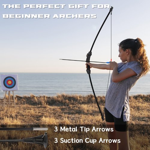 DAUPAN Kids Bow and Arrow Set, 45" Youth Bow and Arrow Archery Set, Bow and Arrow for Kids 8-12 12-14, Longbow Archery Set - Gift for Beginner Archers