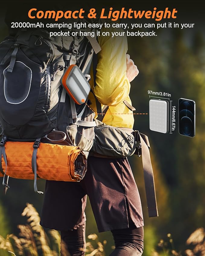 Eventek LED Camping Lantern Rechargeable 4000LM, 20000mAh Portable Camping Lights up to 144 Hours & 4 Light Modes, IPX5 Waterproof Camping Essentials for Power Outages, Emergency, Tent, Outdoor