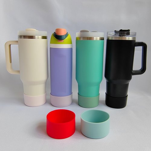 IOXXL 6Pcs Silicone Cup Boots for Water Bottle Fits Stanley/Hydro Flask/Simple Modern/Yeti/Owala, 2.8-3.1in Width Bottom Protector Cover Sleeve (6 Colors)