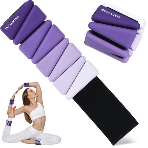 BECOJADDE Ankle Weights for Women Wrist Weights Set of 2 (2 lbs Each) Adjustable Arm Leg Weight for Womens Men Suitable for Walking Swimming Running Pilates Yoga Gym, Purple