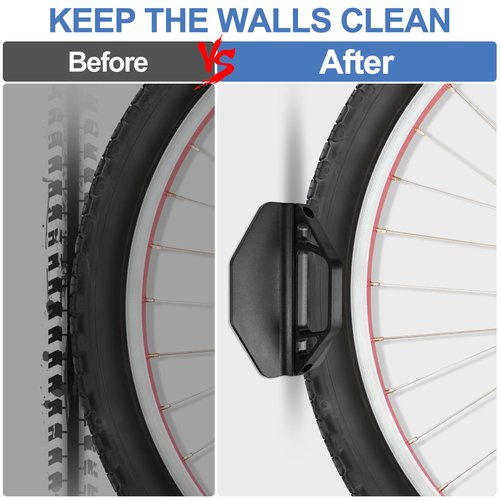 Tottist Wall Mounted Bike Rack for Indoor Storage - Heavy Duty 150° Swivel, No Drill Space Saving Design, Fits MTB/Road/E-Bikes & Hybrid, Anti-Slip Stopper (2-Pack, Black)