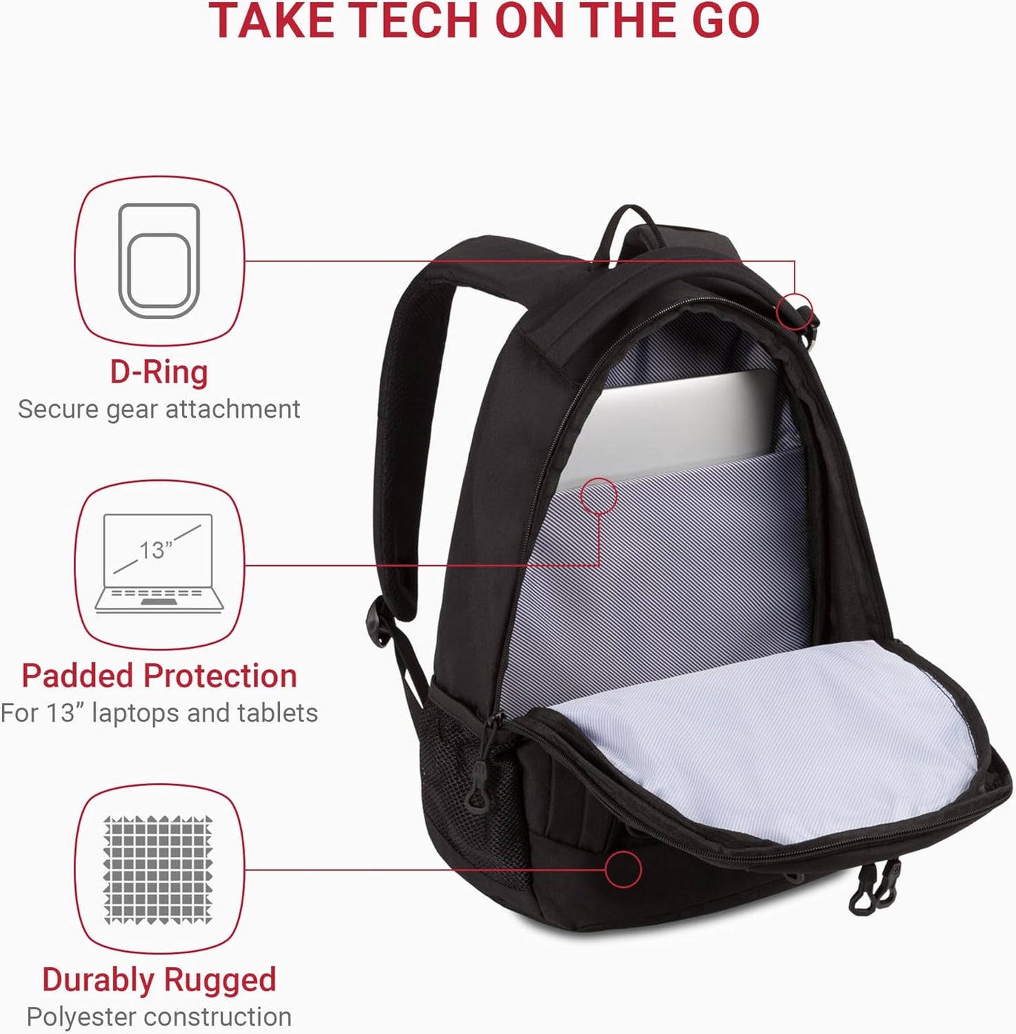 SwissGear 1186 Bungee Backpack, Grey (Laptop Version), 17.75 inch