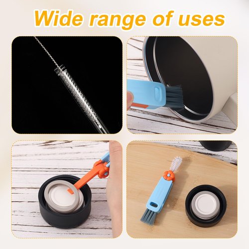 6pcs Bottle Cleaner Brush Set for Yeti, 5pcs Stainless Steel Nylon Extra Long Straw Cup Lid Brushes Plastic Water Bottle Straw Cleaning Brush Compatible with Stanley 25/26/35/42oz
