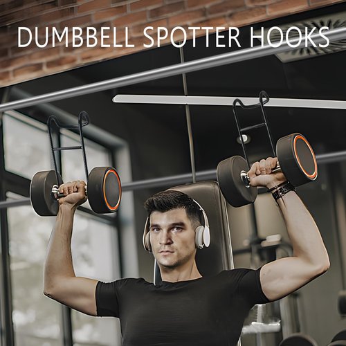 KORIKAHM Dumbbell Spotter Hooks Pair,Heavy Duty Steel Dumbbell Hooks Safety Connector for Barbell Bench Press Workout