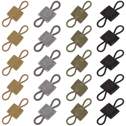20 PCS Tactical Binding Retainer Tactical Gear Holder Clip Molle Webbing Binding Ribbon Elastic Binding Ribbon Buckle Multipurpose Tactical Bag Molle Accessories for Tactical Backpack Vest and Bags