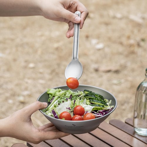 iBasingo 800ml Titanium Bowl Single-Walled Rice Salad Bowl Gym Fitness Bowl Ultralight Tableware Outdoor Camping Dinnerware Potable Stackable Kitchen Utensils with Carry Bag Ti1107T