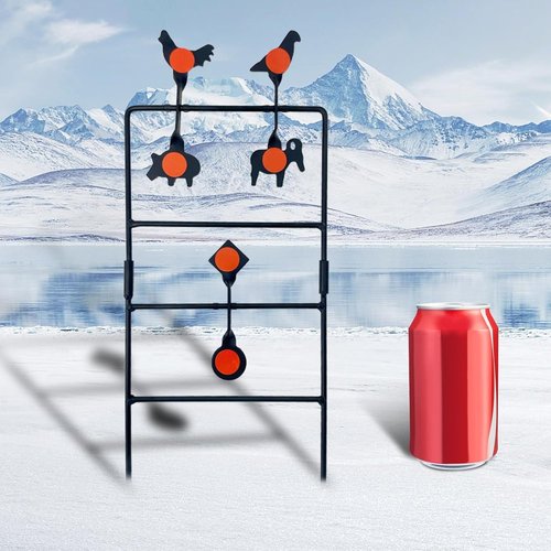 Metal Target, Backyard BB Target, Automatic Reset, Round, Iron, Portable Design, Suitable for Home Garden, Lawn, Farm, Patio, Backyard(Round) (4 Animals)