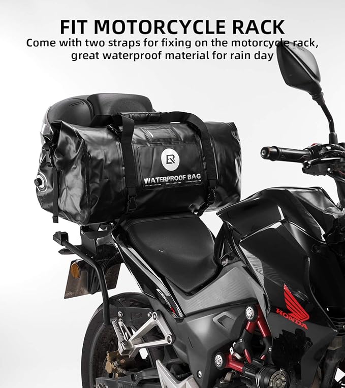 ROCKBROS Waterproof Duffel Bag 60L Motorcycle Travel Dry Duffel Bag for Motorcycling Boating Kayaking Camping Fishing Outdoor Adventure for Men Women