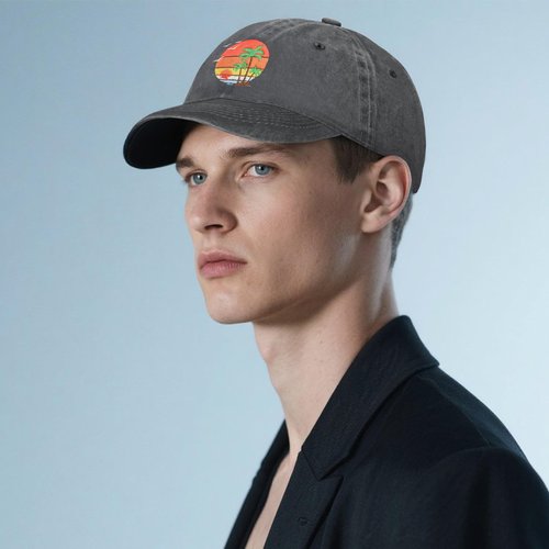 Betyiwling Palm Tree Baseball Cap for Women Men Embroidery Adjustable Washed Distressed Trucker Hat