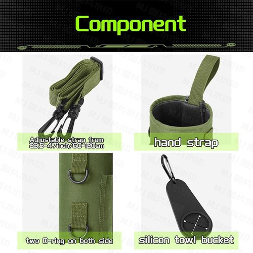 TINDERDRY Magnetic Water Bottle Holder Magnetic Gym Bag Water Bottle Carrier Pouch with Phone Pocket Silicone Towel Buckle and Sling for Easy Attachment to Metal Exercise Equipment(Green)