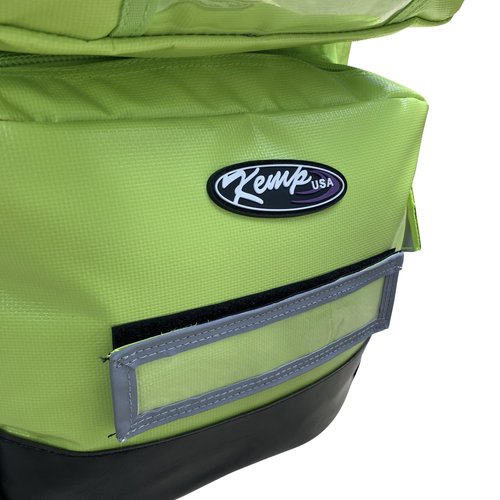 Kemp USA Ultimate EMS Backpack For EMS - Emergency Supplies - EMT Bag Fits BLS/ALS Equipment and D Tank Oxygen Cylinder - Premium Fluid Resistant Tarpaulin Fabric (Neon Green)