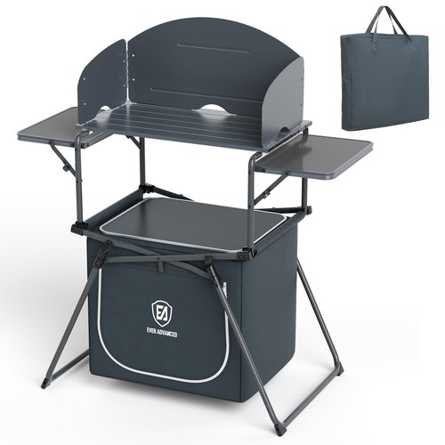 EVER ADVANCED Portable Folding Camping Table with Storage Bag, Grill Table with Windscreen for Outdoor Cooking, BBQ, Picnics, and Camping, Includes Carry Bag