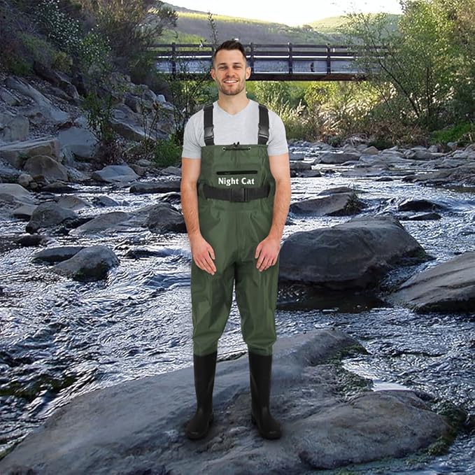 Night Cat Fishing Waders for Men Women Waterproof Hunting Chest Wader with Bootfoot Belt Breathable Lightweight Size 6 to 14