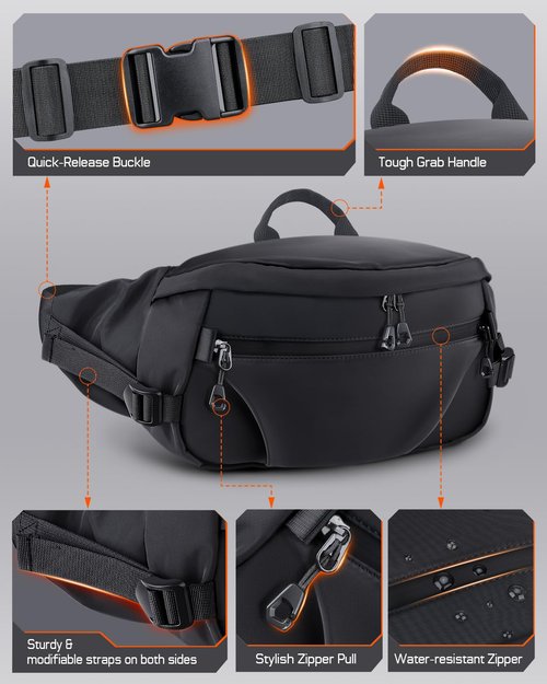 PITOZER Large Fanny Pack for Men, Men's Crossbody Bag Fanny Pack Waist Pack for Women Sling Bag Everywhere Belt Bag for Workout Travel Everyday