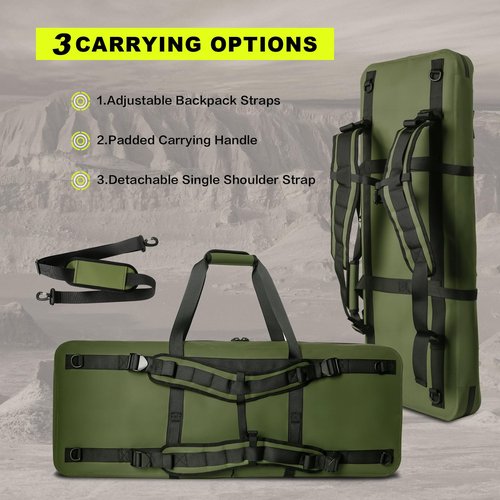 KEEFREE Long Hunting Bag 36" Tactical Backpack Gun Bag for Hunting Hiking Fishing Shooting Range with Watertight Zipper (36" Green Bag fits 34" Rifle)