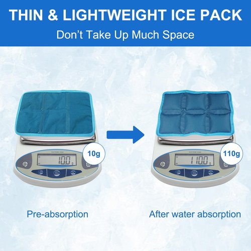 Ice Pack for Lunch Box and Cooler Bag, Reusable and Long-Lasting Cold Packs Flexible Slim Ice Packs, Freezer Packs for Shipping Food, Cooling Packs for Mailing, Lightweight & Space Saving