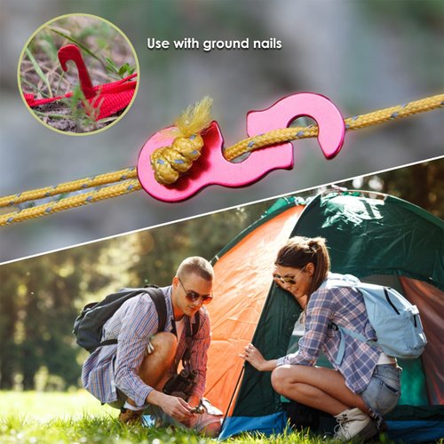 Qishing 20 Pieces Aluminum Alloy Guyline Cord Adjusters Rope Adjusters Tent Tensioners Tent Wind Rope Buckles Camping Accessories for Tent Camping Hiking Backpacking Outdoor Activity