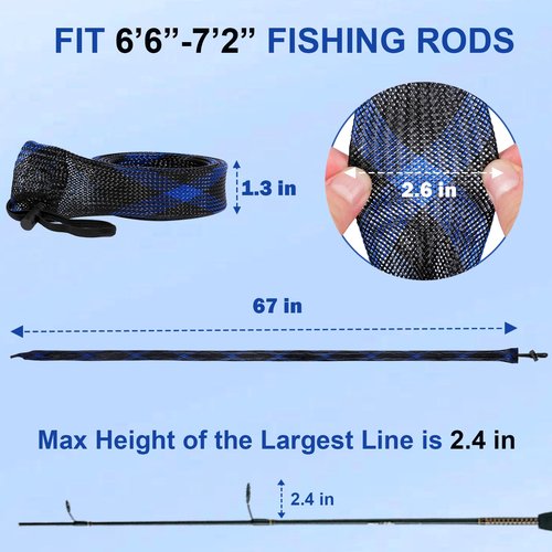 KPEPIX 10PCS Fishing Rod Sleeve with Lanyard-Fishing Pole Sleeve Fishing Rod Cover for Spinning Rod, Baitcasting Rod, Casting Rod, Sea Fishing Rod, Fly Rod and Sea Fishing Rod-Fishing Rod Sock Sleeve