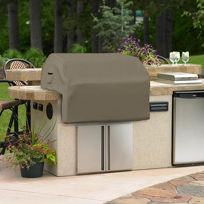 Covers & all Built-in Outdoor Grill Cover, Durable 12 Oz Waterproof Cover Max Material with Air Pocket & Elastic for Snug Fit (36" W x 26" D x 24" H Inches, Beige)