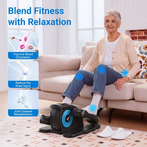 MERACH Under Desk Elliptical Machine, Ellipse Leg Exerciser for Seniors Adults Fully Assembled, Portable & Quiet Electric Seated Pedal Exerciser with 12 Adjustable Speed & Remote Control & 12 AutoMode