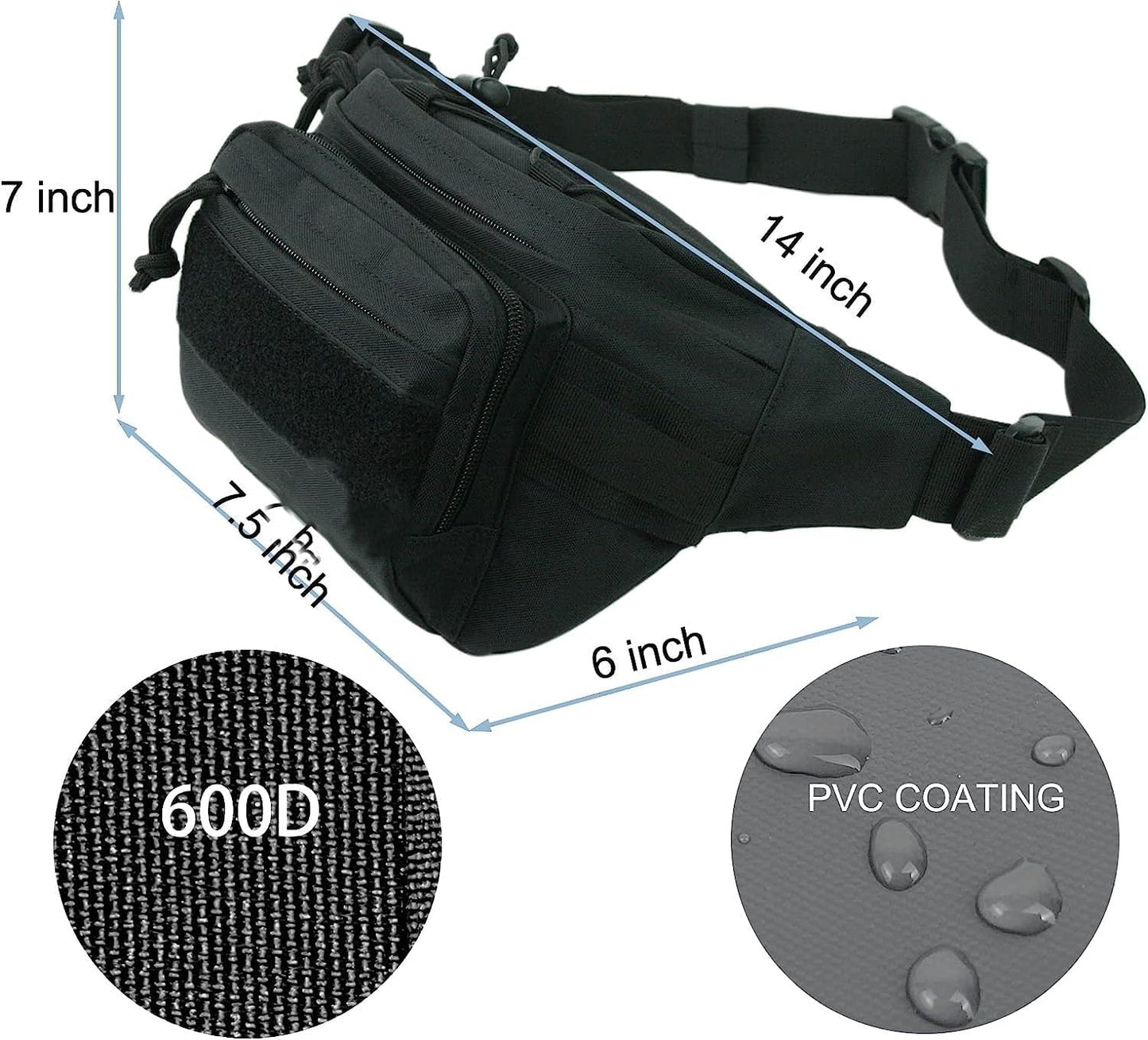 Waist Bag Fanny Pack For Men Travel Pouch For Women Anti Theft Waist Bag Belt Bag Waist Pouch For Travel Workout Running Hiking (Black 1106L)