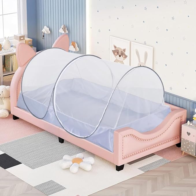 Mengersi Mosquito Net Foldable Pop Up Travel Tent,Bed Canopy Camping Mosquito Net for Travel Bedroom and Outdoor Trip,Twin Size Bed (Gray)