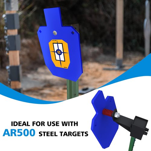 Atflbox AR500 Steel Target for Shooting, 1/2 inch Thick Metal Target with T-Post Target Hanger, High Caliber Torso Silhouette Metal Target for Precision Shooting (A- T7x12 inch with Target Hanger)