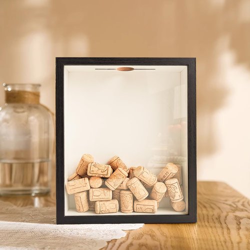 Wine Cork Shadow Box,Beer Cap Holder Shadow Box,Wine Cork Keeper Decorative Wall Mounted,abletop & Countertop Hanging Cork Holders Wine Decor Shadowbox Gift for Housewarming,8X10 Picture Frame.