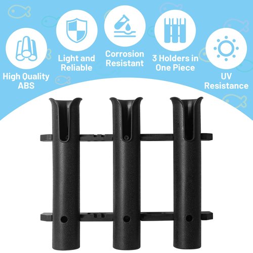 Omoojee Cooler Fishing Rod Holder, Wall Mounted Fishing Pole Holder, 3 Link Fishing Rod Rack Compatible with YETI Coolers and for RTIC Coolers, Cooler Accessory, Medium, Black