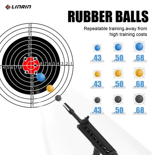 LinRui 100ct .50 Cal Paintballs Reusable for Training, Non-Lethal .50 Cal Self Defense Rubber Balls Ammo, 50 Caliber Paintball Projectiles for T4ET TR50/HDR 50, with Goggle