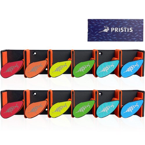 Pristis 2pcs Fishing Rod Racks, Fishing Rod Holders 6-12 Rods or Combos, Wall Mounted Fishing Rod Hanger for Garage, Can be Installed Vertically or Horizontally, Fit Most Rods of Diameter 2-24mm