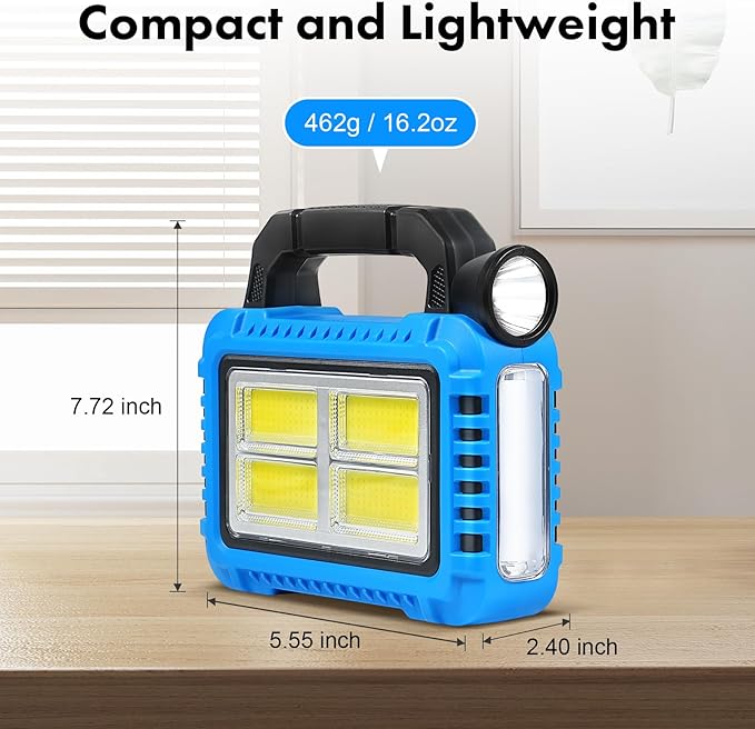 4 Pack Solar Lantern, LED Flashlight for Power Outages, Portable Camping Essentials Lights, Rechargeable Battery Powered Tent Lights for Emergency, Hurricane, Survival Kits, Operated Lamp